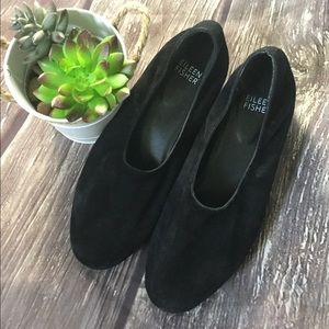 Eileen Fisher Black Suede Slip ons Flats Loafers 6